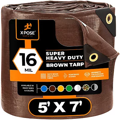 Super Heavy Duty All Purpose Brown Poly Tarp 16 Mil Waterproof Cover Tarpaulin • $249.99