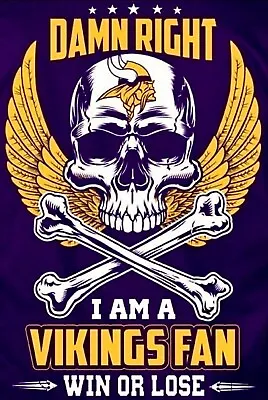 2 Minnesota Vikings Skull & Cross Bones Waterproof Vinyl Stickers 5x3.3 Decal • $4