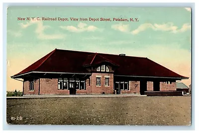 New N.Y.C. Railroad Depot Station View From Depot Street Potsdam NY Postcard • $14.98