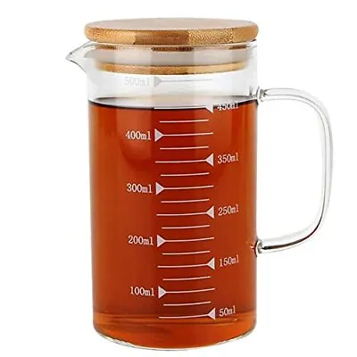 Graduated Beaker Mug With Handle And Durable Bamboo Lid Borosilicate Glass Multi • $20.25