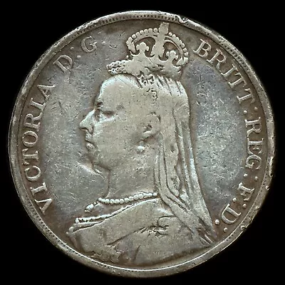 1891 Great Britain Crown ✪ Vf Very Fine ✪ Silver Coin Queen Victoria ◢trusted◣ • $49.95