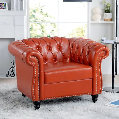 Leelouis Vegan Chesterfield Sofa Chair Gloss Faux Leather Upholstered  • $399.99