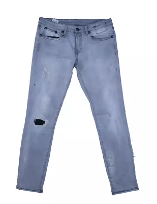 R13 Alison Crop Jeans In Grey Mended Mid Rise Distressed Denim Jeans Womens 37 • $79.99