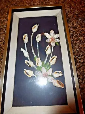 *Vintage Shell Art Shadow Box Seashell Picture Flowers Unique • $7.99