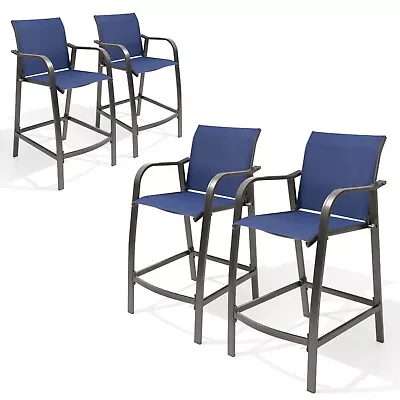 Aluminum Outdoor Bar Stool Set Of 4 Patio Counter Height Stools & Bar Chairs • $324.99