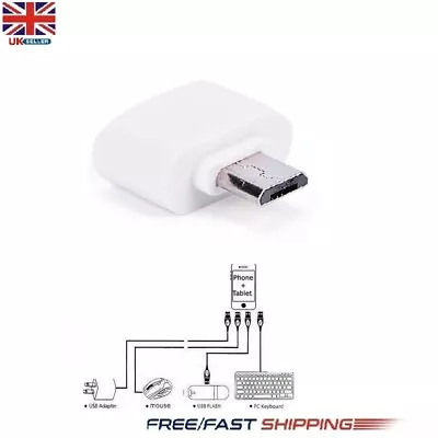 USB To USB 2.0 Micro Adapter Mini OTG 5 Pin Converter Android Samsung S10 HUAWE • £1.85