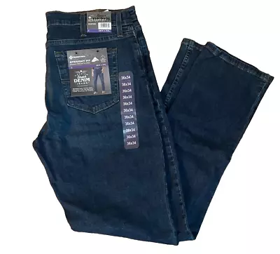 Member’s Mark Men’s Straight Fit Premium Stretch Denim Dark Jeans Size 36 X 34 • $22.79