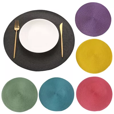 Retro Round Woven Placemats Rustic Heat Insulation Dining Table Mats Home Decor • $8.13