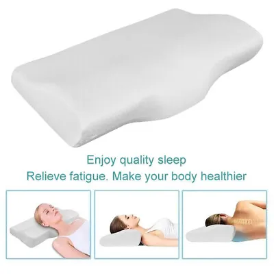 Memory Foam Pillow Contour Neck Back Support Orthopaedic Firm Head Pillows White • £8.59