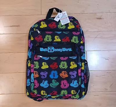 NWT Walt Disney World Parks Exclusive Mickey Mouse Rainbow Black Backpack 19x13 • $46.95