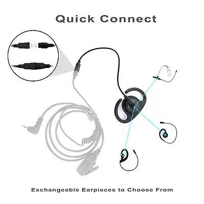 Interchangeable Quick Connect PTT Earpiece Kit For Motorola Radios SL1K SL3500 • $17.49