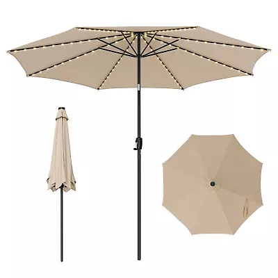 3m Garden Parasol 112 Solar Powered LED Lights Patio Umbrella With Tilt Crank • £74.95