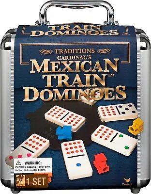 Mexican Train Dominoes Game In Aluminum Carry Case For Families And Kids Ages 8 • $31.58