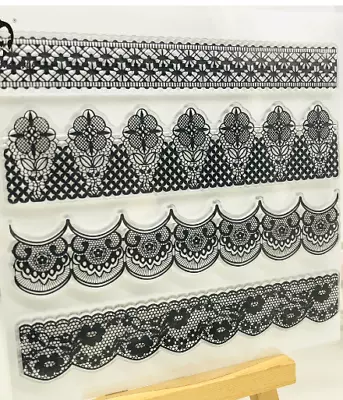 Vintage Lace Border Clear Stamps Texture Card Making Clay FAST Free Ship • $10.49