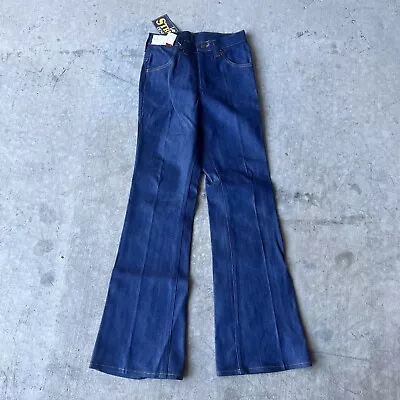 DEADSTOCK LADY LEE 1970’s 70s Stretch Denim Flared Bell Bottoms Vintage Jeans 24 • $71.95