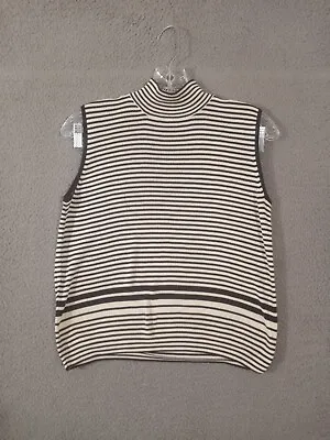 $16 • Buy Valerie Stevens Pure Silk Shirt Womens Small White Blue Striped Mock Neck Top