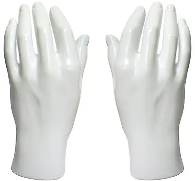 MN-HandsM PAIR OF WHITE LEFT & RIGHT Male Mannequin Hand Glove Display  • $25.98