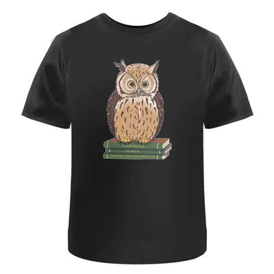 'A Cute Owl On A Stack Of Books' Men's / Women's Cotton T-Shirts (TA043101) • £11.99