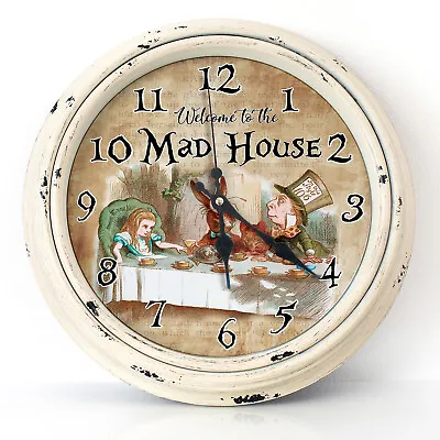 Alice In Wonderland Clock Mad House Hanging Wall Kitchen Round Glass Gift KNC03 • £22.95