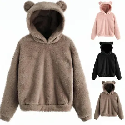 £21.88 • Buy Womens Fleece Fur Winter Warm Teddy Bear Ear Jacket Coat Hoodie Outwear Oversize