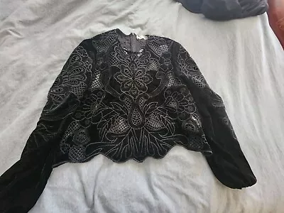 Sexy Zara  Velour Cut Out Blouse • $15