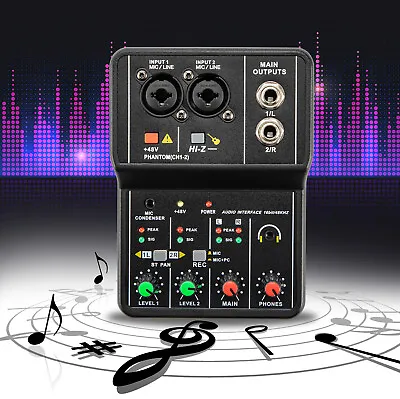 Audio Mixer Usb Dj Sound Mixing Console Amplifier Studio Live Party 2 Channel • $27