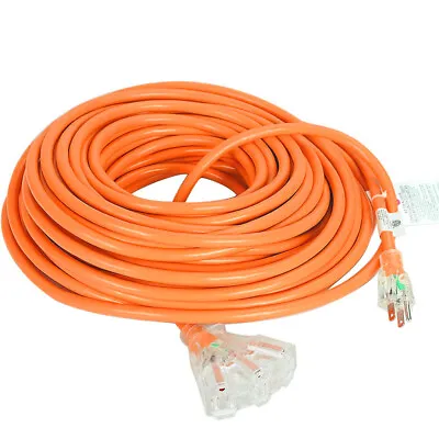 50Foot Extension Cord Outdoor & Indoor Heavy Duty 12/3Prong SJTW Lighted 3Outlet • $14.89