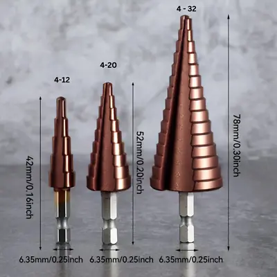 M35 HSS Cobalt Cone Step Drill Bit Titanium Coated Hole Cutter For Metal Wood • £23.99