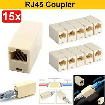 15x RJ45 Coupler Cat5e Cat6 Ethernet Cable Extender Joiner LAN Adapter Connector • $12.49