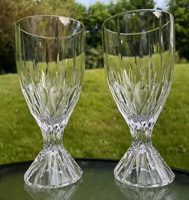 Vintage Mikasa Glass - Horizen Cut - Crystal Water Goblet Glasses - 2 Piece Set • $25