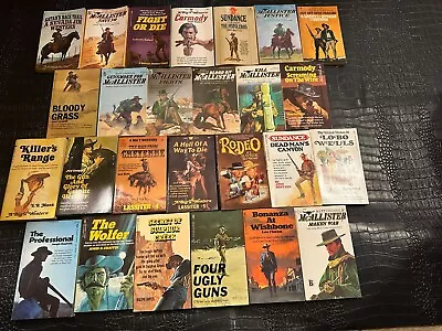 Vintage 1970s Lot Of 26 Western Cowboy Paperback Books - NOS (group B) • $59.99