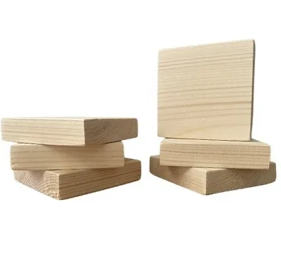 £4.99 • Buy 100mm  SQUARE PINE WOOD PLAQUES (20mm Thick) WOODEN BLOCKS BLANKS (pack Of 2)