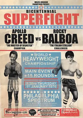 Rocky Balboa VS Apollo Creed Bicentennial Superfight Poster/Print Stallone • $3.39
