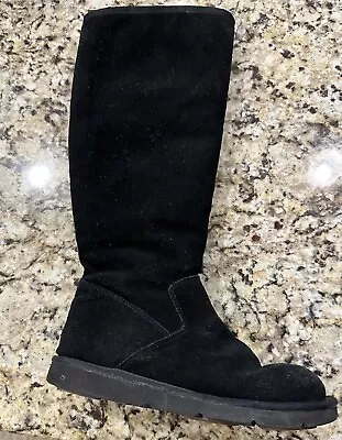 UGG Broome 5518 Tall Black Suede Shearling Lined Zip Boots Womens Shoes Size 7 • $200