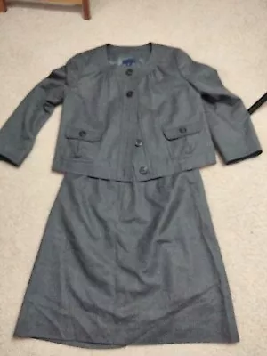 J Crew Woman Charcol Gray Jacket And  Skirt Suit Size 2 Wool Cropped Career • $38