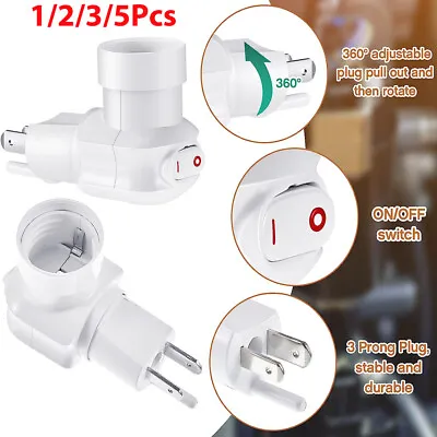360° Plug In Light Socket 3 Prong Outlet To Socket Adapter W/ On/Off Switch E27 • $21.95