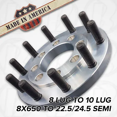 8 Lug To 10 Lug | 8x6.5 To 22.5 Semi Wheel Adapters 2  | For FORD F250 / F350 • $1042.29