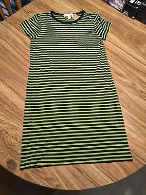 Michael Kors Vintage T-shirt Dress Women's Size Medium Green And Black Stripes • $10