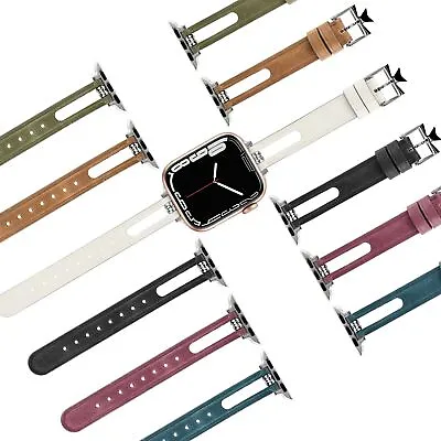 $14.29 • Buy Slim Thin Band For Apple Watch IWatch Series 7 6 SE 5 4 3 2 1 Leather Wristband