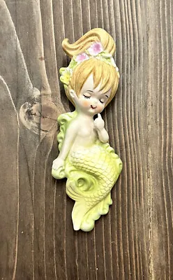 Vintage Lefton Mermaid Wall Hanging Figurine • $89