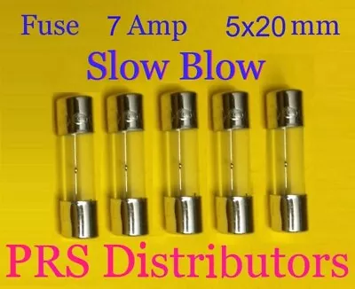 Fuse 7A 250V 5X20mm SLOW BLOW Glass Fuse 7 Amp 250 Volt 5 Pieces USA SELLER • $9