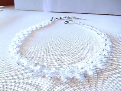 Vintage Single Strand Silvertone Clear Beaded Necklace  C08 • $8.99