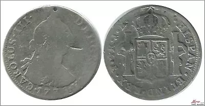 Spain - Carlos III 4 Reales 1775 Jr Potosi Ag/Perforated RC / VG 1176 • $45.11