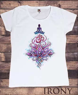 Women’s T-Shirts New Cotton Short Sleeve Tee Buddha Meditation Yoga Lotus TS1163 • £12.99