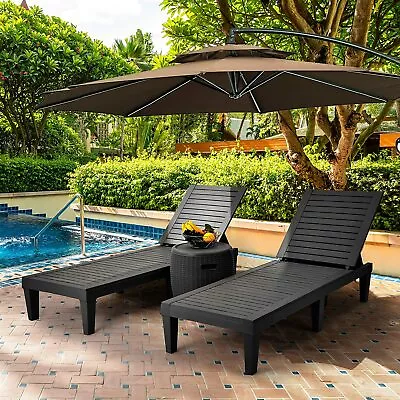 2PC Patio Reclining Chaise Lounge Chair Outdoor Pool Lawn Beach Loungers • $135.81