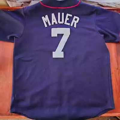 Majestic MLB Authentic Joe Mauer Hall Of Fame Minnesota Twins Stitched Jersey XL • $45