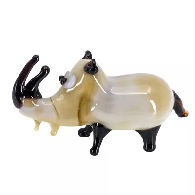 Miniature Tiny Lampwork Hand Blown Glass Two Horned Rhinoceros Figurine New • $4.99