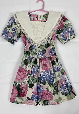 Vintage Eve Too! Girl’s Floral Party Flower Girl Dress Size 5 Made In USA • $29.99