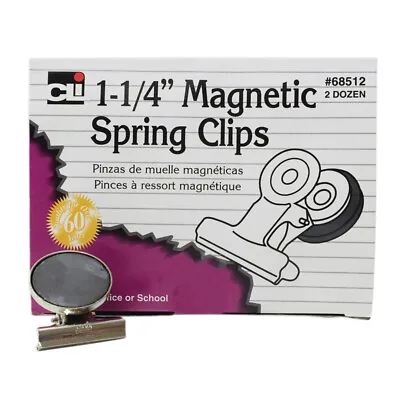 Charles Leonard Magnetic Spring Clips 1-1/4  Box Of 24 • $20.89