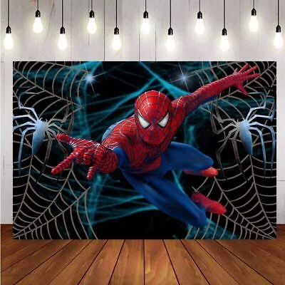 $18.79 • Buy Superhero Spiderman Backdrop Boys Birthday Party Vinyl Photo Background Banner